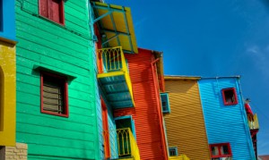 Husfasader i La Boca.