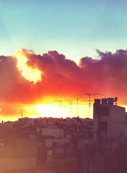 Solnedgång i St. Julians från min terrass