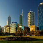 Edith Cowan University Perth stad silhuett