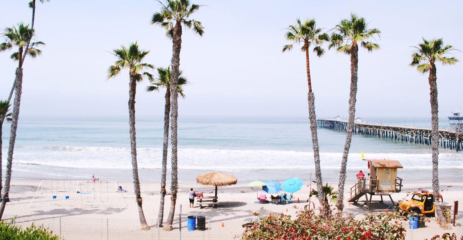 Studera utomlands i USA, California State University Fullerton, strand, Orange County, palmer,