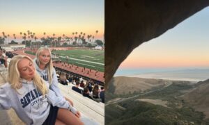 collage av Santa Barbara CC idrottsplan och utsikt